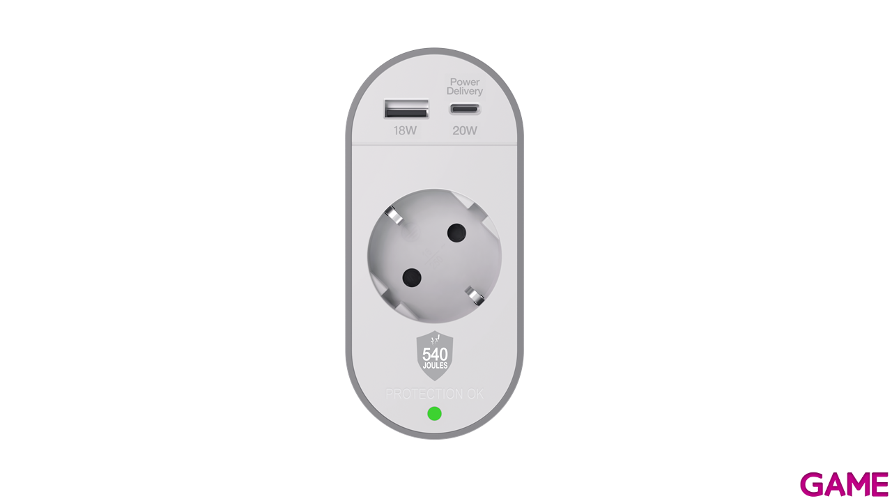 Force Power Lite Surge protector 1 socket USB A+C - Regleta-2